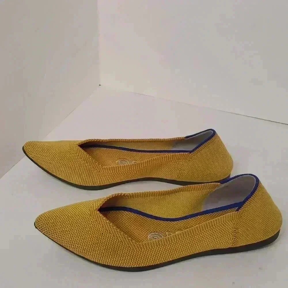 Rothy's Shoe Size 5.5 Yellow Rubber Woven Pointed Toe closed heel Shoes